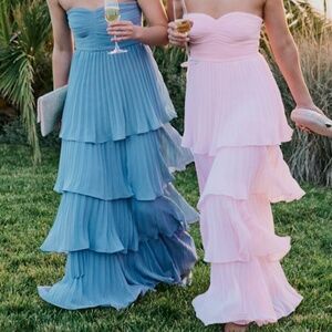 Lulus Seriously Sensational Light Pink Strapless Tiered Maxi Dress - Size M